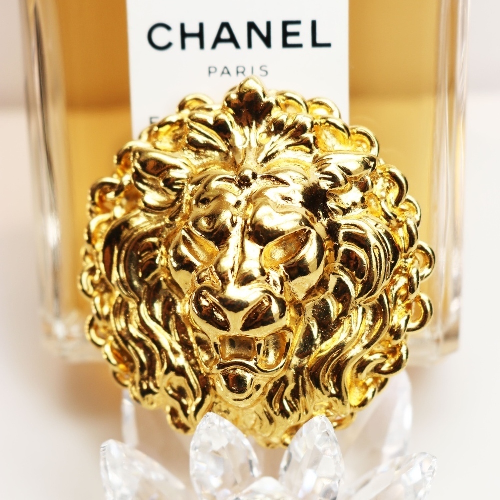 ANNE KLEIN Lion's Head 18K Gold Plated Brooch